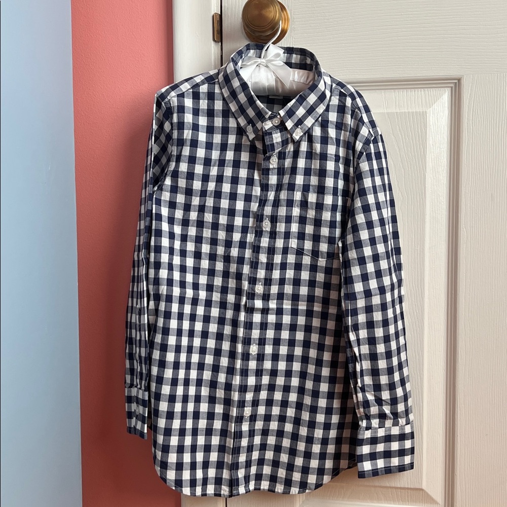 Crewcuts Navy and White Checked Button-Up Shirt